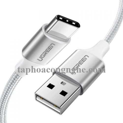 Ugreen 60130 0.5m cáp usb ra type c bọc nhôm màu bạc US288 30060130